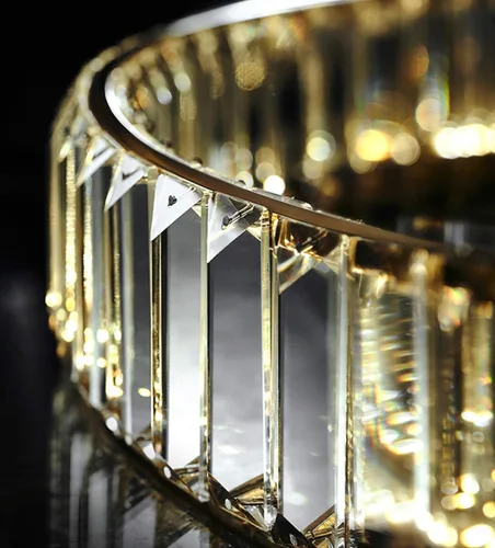 Vista 6 de Candelabros modernos de cristal con control remoto, 3000-6000 K 20 pulgadas, anillo de oro de 20 pulgadas, lámpara LED regulable de cristal redondos