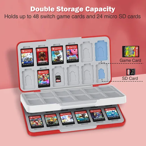Vista 2 de KENOBEE Funda para tarjetas de juego para Nintendo Switch & Switch modelo OLED, bonita funda de almacenamiento de juegos Switch con 48