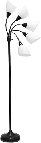 Vista 2 de Simple Designs LF2006-BAW 67" Lámpara de pie contemporánea con múltiples cabezales Medusa de 5 luces, lámpara de pie ajustable de cuello de cisne