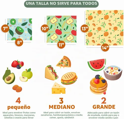 Vista 2 de Akeeko Envolturas reutilizables de cera de abejas – Surtido de 9 paquetes, reutilizables, sin plástico, almacenamiento de alimentos 4 pequeños, 3