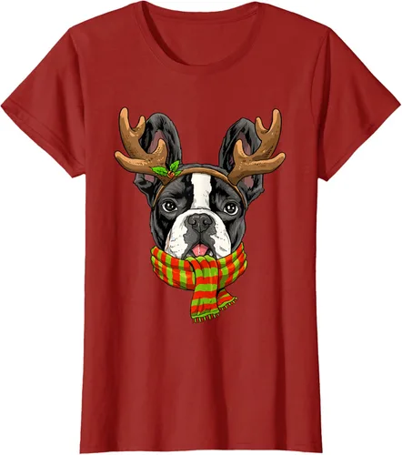 Vista 27 de Camiseta de Navidad para perro Bulldog Francés, Negro, S