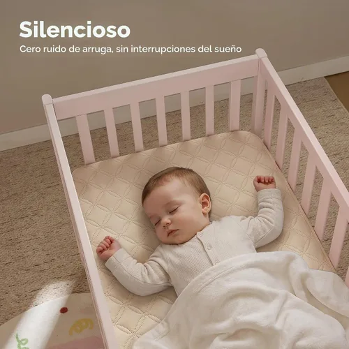 Vista 3 de BEDLORE Paquete de 2 protectores de colchón para cuna, impermeable, color beige, 52 x 28 pulgadas