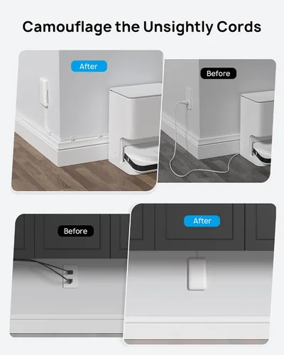 Vista 2 de TROND - Tira de alimentación con cubierta de toma, cable de extensión plano corto de 3 pies con 8 tomas de CA y 4 puertos USB, 13A/1625W, protector