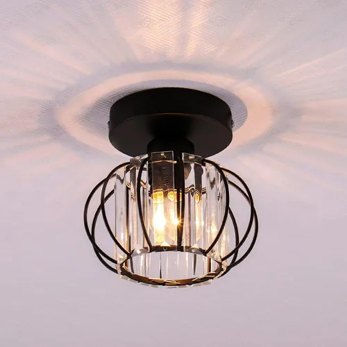 Vista 12 de FRIXCHUR Candelabro Pequeño de Cristal Lámpara de Techo Semi Empotrada Accesorio de Iluminación de Techo Lámpara de Techo Moderna de Cristal