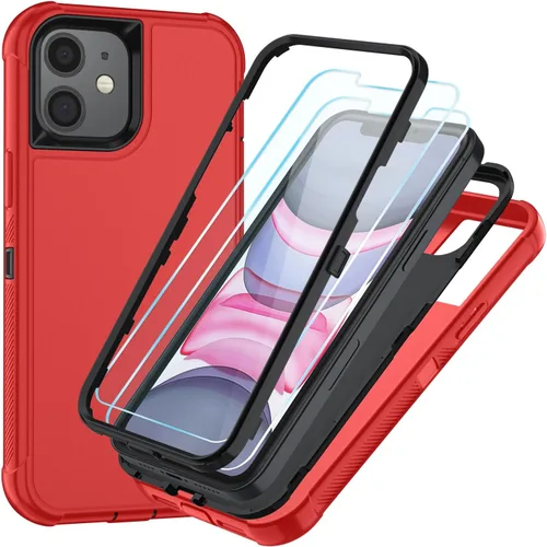 Vista 59 de SunStory Funda compatible con iPhone 11 con protector de pantalla HD, 3 capas de alta resistencia de cuerpo completo, funda protectora híbrida 3