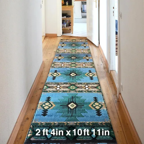 Vista 85 de YHSF South West - alfombra estilo nativo americano del suroeste C318 - fácil de limpiar, gruesa, suave, duradera, alfombra inspirada en tribus