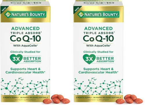 Vista 7 de Nature's Bounty Advanced Triple Absorb Co Q-10, salud del corazón, cápsulas blandas de liberación rápida, 90