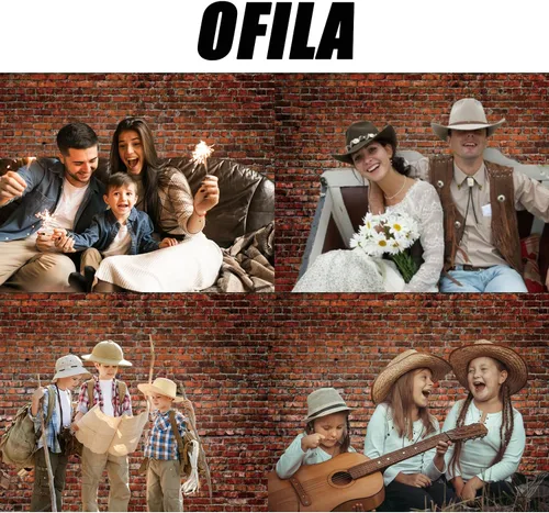 Vista 2 de Fondo de fotografía de pared de ladrillo rojo, 7 x 5 pies, fondo de fotos de pared de ladrillo rústico vintage para baby shower, cumpleaños, boda