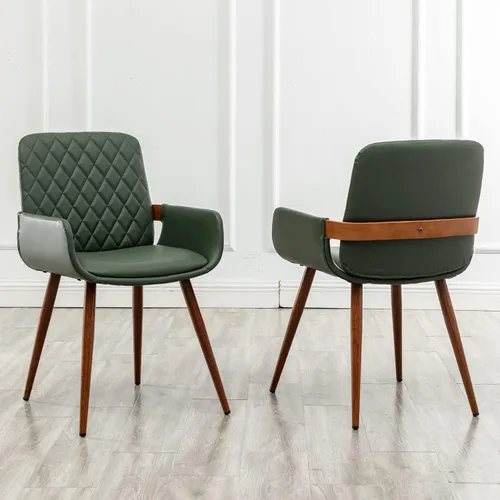 Vista 18 de LUNLING Sillas de Comedor Modernas de Mediados de Siglo de Cuero Sintético, Sillas con Asiento Tapizado y Patas de Metal, Silla de Cocina de Cuero
