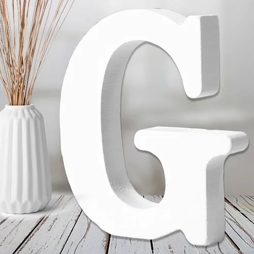 Vista 11 de AOCEAN Letras de madera blanca de 6 pulgadas, letras de madera sin terminar para decoración de pared, letras de pie, rebanadas, decoración
