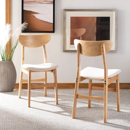 Vista 8 de Safavieh Home Lucca - Silla de comedor con cojín retro natural y blanco, juego de 2 natural / blanco