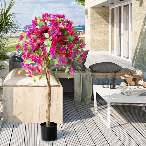 Vista 7 de Árbol artificial de buganvilla de 4.5 pies, planta falsa alta para decoración de interiores y exteriores
