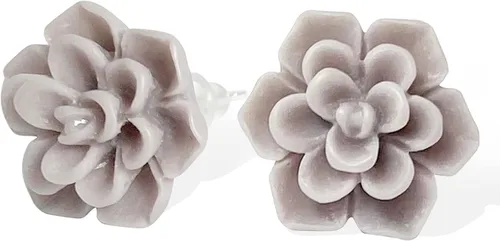Vista 10 de Aretes de suculentas hechos a mano de 13 mm, hipoalergénicos, con poste de plata de ley 925, aretes de cerámica blanda con resina para mujer