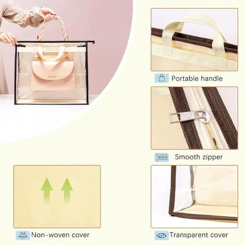 Vista 4 de CINPIUK Bolsas de almacenamiento transparentes para el armario, bolsa de almacenamiento colgante con cremallera para bolsos, XL, 2