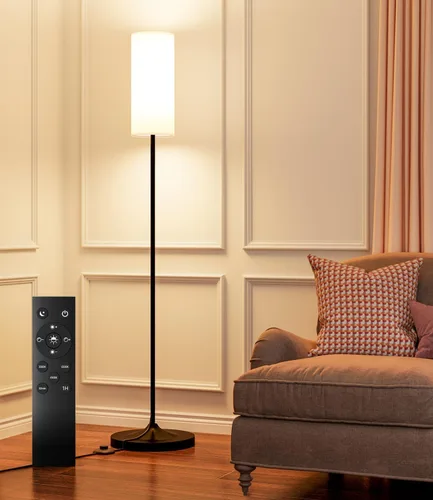 Vista 8 de luckystyle Lámpara de Pie LED para Sala de Estar, Lámpostas Regulables con Interruptor de Pie, Lámpara de Pie de Oro con Temperatura