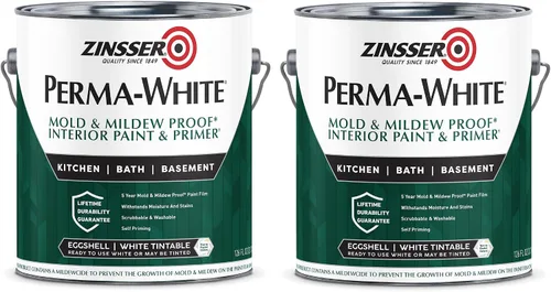 Vista 6 de Zinsser 2770 PERMA-WHITE - Pintura interior a prueba de moho y moho, 5 galones, color blanco cáscara de huevo