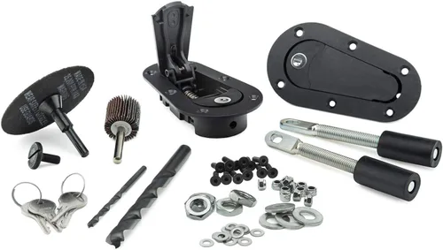 Vista 2 de 120-4100 Xtreme Plus, kit de pasador y pestillo de capó empotrado con traba, negro, con kit de instalación
