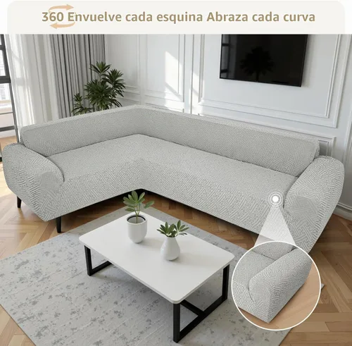 Vista 4 de Fundas para sofá seccional en forma de L, 1 pieza, fundas elásticas para esquina de sofá, antideslizantes, lavables, fundas protectoras de muebles