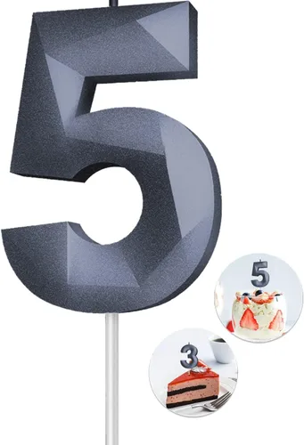 Vista 167 de Velas de cumpleaños con números (0 velas negras), forma de diamante 3D, decoración de pastel de feliz cumpleaños para niños y hombres, cumpleaños