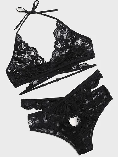 Vista 4 de Donnalla - Conjunto de lencería sexy para mujer, 2 piezas, brasier y pantaletas, conjunto de ropa de dormir