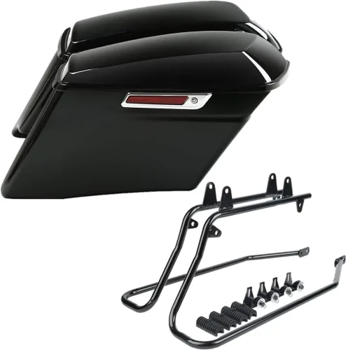 Vista 28 de Kit de soporte de conversión para alforjas extendidas de 4" TCMT, compatible con Harley Heritage Softail Fatboy FLSTF Breakout 1984-2017, negro