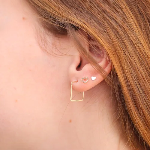 Vista 43 de Aretes de aro finos martillados, elegantes plata esterlina geométrica sólida, relleno de oro y relleno de oro rosa; para mujer por Lotus Stone