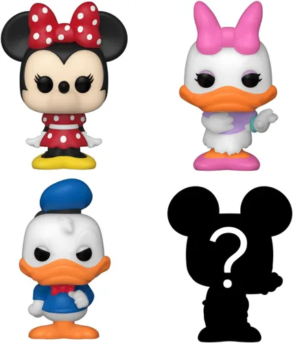 Vista 2 de Funko Bitty Pop! Disney - Minnie, paquete de 4 – Minnie Mouse (vestido rojo), pato margarita, pato Donald y una figura misteriosa sorpresa – 0.9