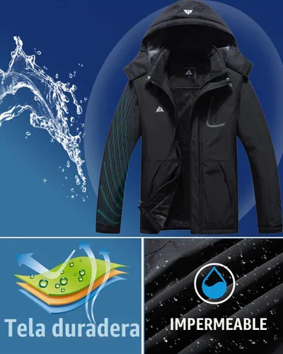 Vista 4 de Chaqueta de esquí impermeable para mujer, resistente al viento, cortavientos, abrigo de nieve cálido con capucha Waterproof Windproof Winter Coat