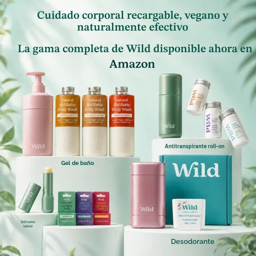 Vista 9 de Wild - Kit de inicio recargable de desodorante con estuche de agua y recarga perfumada de pomelo rosa y lima 1.4oz - Sin aluminio - Protección