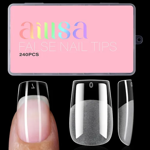 Vista 15 de AILLSA Puntas de uñas de bailarina, puntas de uñas de gel transparente