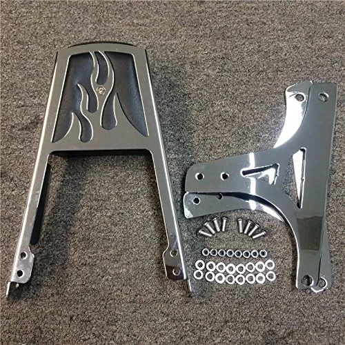 Vista 7 de SMT- Respaldo de llama cromada Sissy Bar con almohadilla de cuero compatible con H-D Softail Flstc Flstf Flstn Flsts FLSTSC FXST FXSTB FXSTS FXSTSB