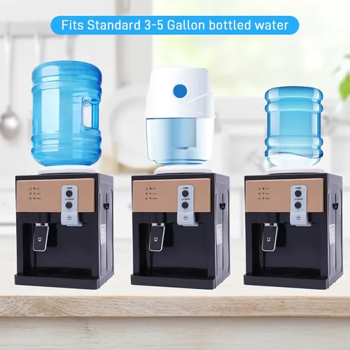 Vista 2 de Dispensador de enfriador de agua para encimera, 3 ajustes de temperatura, dispensador de agua caliente y fría, capacidad para botellas de 1.2 a 5