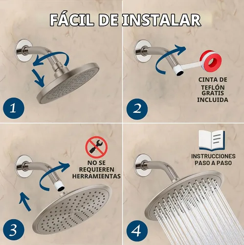 Vista 5 de Cabezal de regadera tipo cascada de 9 pulgadas, caudal fuerte, mejor con brazo de extensión, 1.8 GPM - Níquel cepillado y certificado en California