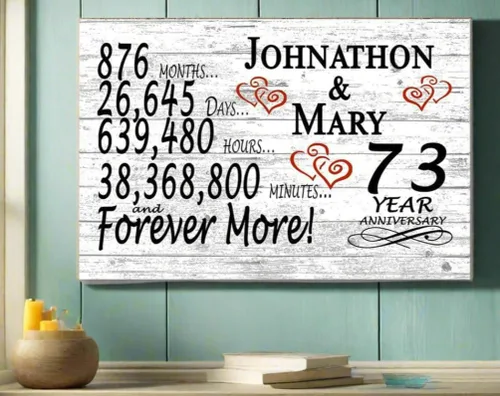 Vista 35 de Letrero personalizado de aniversario de 1 año, regalo de primer aniversario de boda, regalo para días de pareja, minutos, años, madera maciza, 16.5