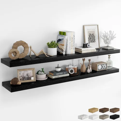 Vista 38 de RICHFOCUS Estantes flotantes de 8 pulgadas para estantes cuadrados de pared para dormitorio, cocina, baño, estante flotante de madera rústica