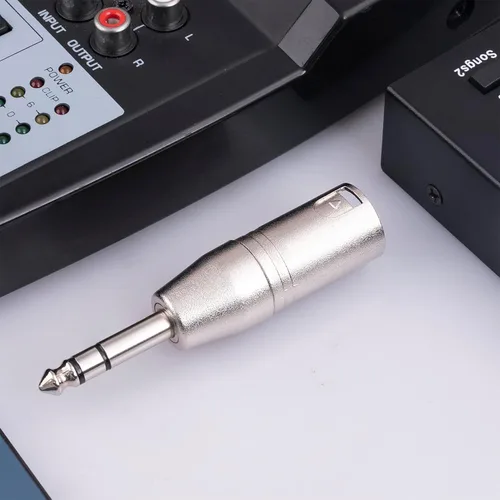 Vista 5 de Paquete de 2 adaptadores TRS a XLR de 1/4, adaptador equilibrado de 1/4 de pulgada macho a XLR macho para mezclador, micrófono