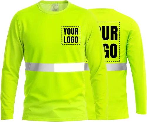 Vista 37 de La alta visibilidad reflexiva de las camisetas de la seguridad del logotipo de encargo Hola Vis de Verde neón - Estilo 8