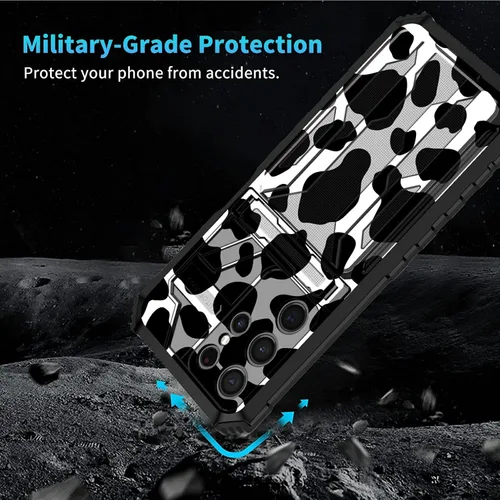 Vista 6 de Funda para Samsung S21 Ultra 5G con función atril - Funda de doble capa de policarbonato duro de TPU suave con tarjetero resistente a prueba de 380