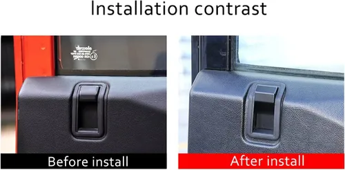Vista 3 de Para Land Rover Defender 90 110 130 2004-2018 Aluminio Puerta Interior de Coche Manija Decoración Cubierta Accesorios Auto (2 unidades, Negro)
