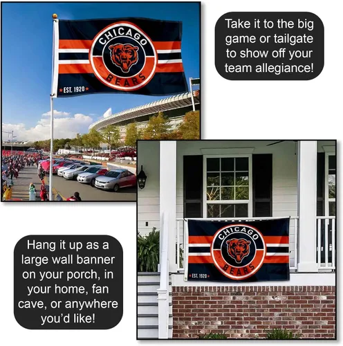 Vista 4 de WinCraft Bandera grande con logotipo de Chicago Bears de 3 x 5
