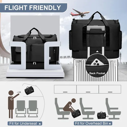 Vista 212 de Pequeña bolsa de gimnasio para mujer, bolsa de viaje con compartimento para zapatos
