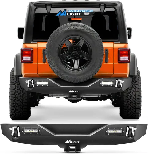 Vista 13 de Nilight - Parachoques delanteros compatibles con Jeep Wrangler JK/JKU de 2007, 2008, 2009, 2010, 2011, 2012, 2013, 2014, 2015, 2016, 2017 y 2018