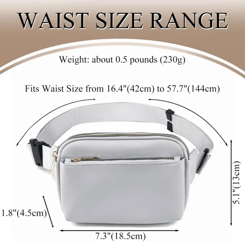 Vista 2 de Riñonera cruzada para mujer, cangurera de moda para mujer, cintura pequeña, bolsa de pecho con correa ajustable, 02 Gris PU