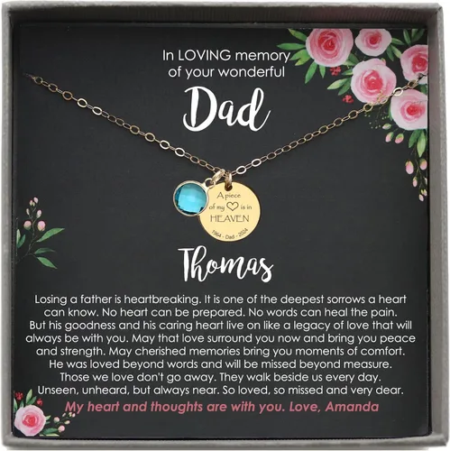 Vista 12 de Regalos conmemorativos por la pérdida del padre, collar de perlas blancas de plata de ley 925 con mensaje significativo