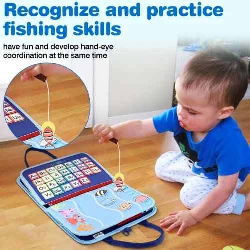 Vista 5 de JHkim Busy Board - Juguetes Montessori para niños y niñas de 1, 2, 3, 4 años Regalos, juguete sensorial para niños pequeños de 1 a 3 años