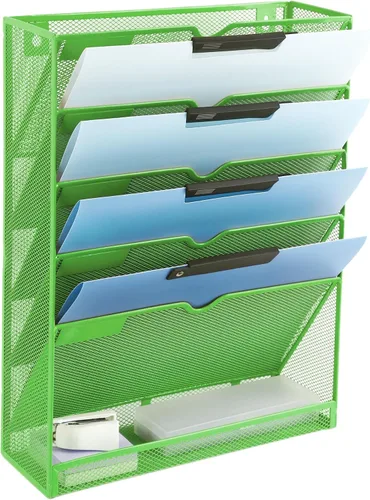 Vista 17 de EASEPRES Organizador de archivos de malla de 3 bolsillos para colgar en la pared, carpeta de papel para correo montada en la pared, organizador