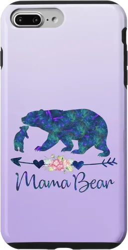 Vista 12 de Teal Blue Purple Floral Mama Bear and One Cub Silver Purple Case for iPhone 17