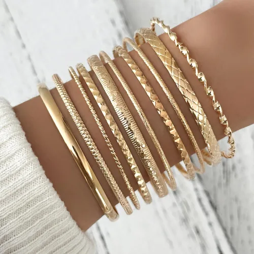Vista 2 de 10 pulseras de oro para mujer, brazaletes de plata, joyería de disfraz indio, pulseras de discoteca de moda para pulsera de oro