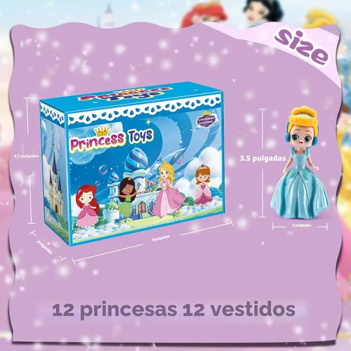 Vista 3 de Juguete de princesa para niñas, 12 princesas con 24 piezas de ropa, juguetes transformables de princesa, idea decorativa perfecta