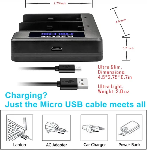 Vista 2 de Kastar Cargador de batería USB LKD2 compatible con cámara Pixii A1571, cámara Pixii A2572, cámara digital sin espejo lunar Hasselblad